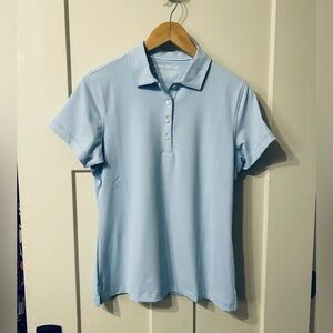 Women’s Peter Millar light Blue White Short Sleeve Polo Shirt Stretch Golf NWT M